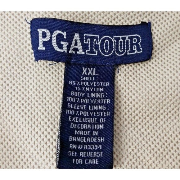PGA Tour Beige 1/4 Zip Windbreaker Pullover Jacket Detachable Sleeves Mens XXL - Picture 2 of 7